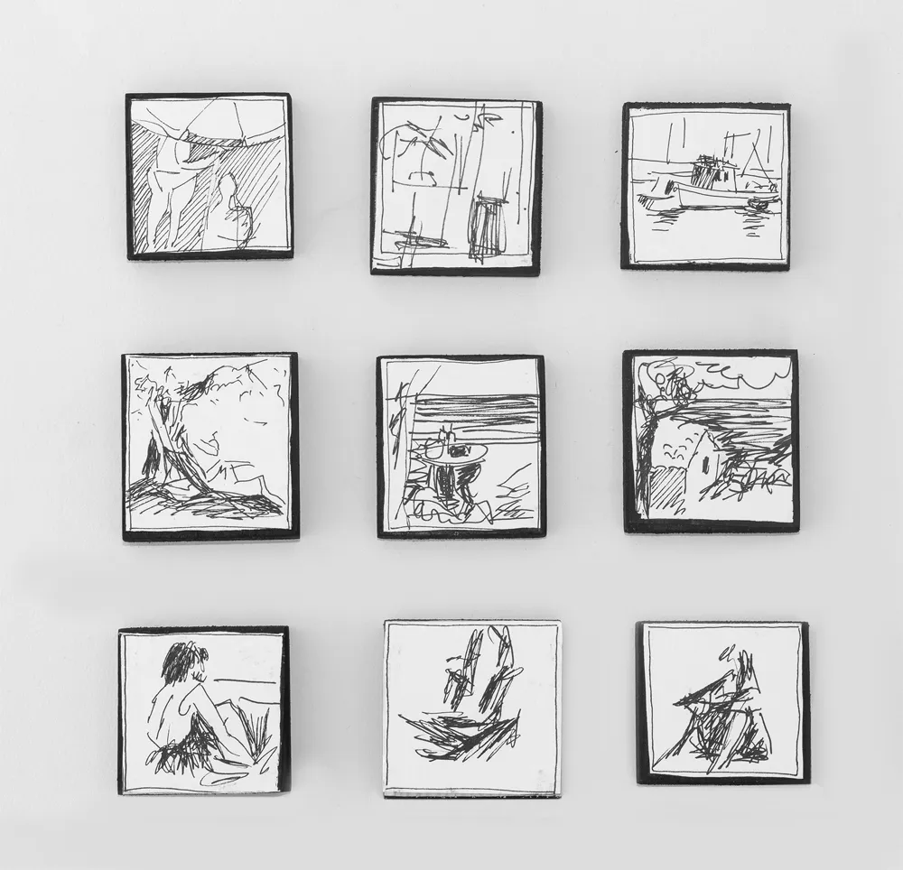 alma_cace_drawings_from_the drawer_IV_ball_pen___paper_laminated_on_wood_9_pieces