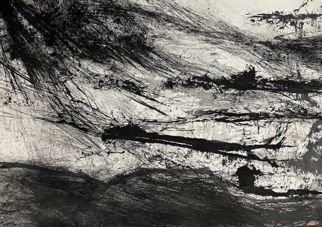 Alma Čače, Kupinovac, ink on paper, 100 x 70 cm, 2025