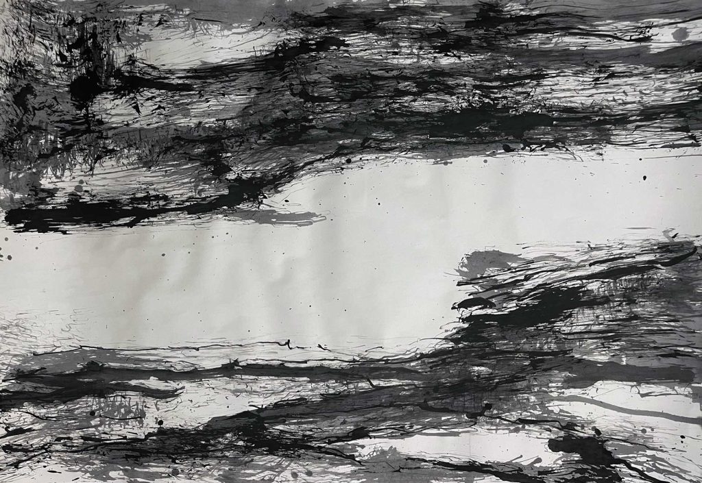 Alma Čače, Geological Formations, ink on paper, 100 x 70 cm, 2025